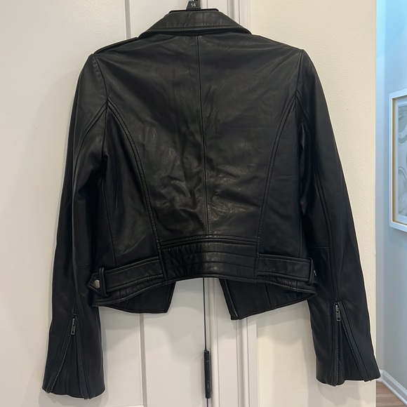 Linea Pelle Collection black leather biker jacket XS perfect condition - Picture 7 of 8